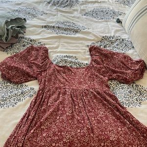 Altar’d State puff sleeve, red floral dress